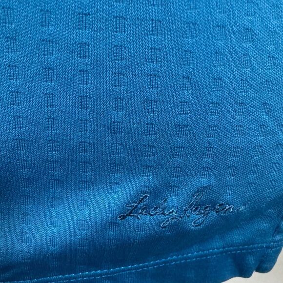 Lady Hagan blue textured and branded hydro dri gold polo size large - Picture 4 of 8